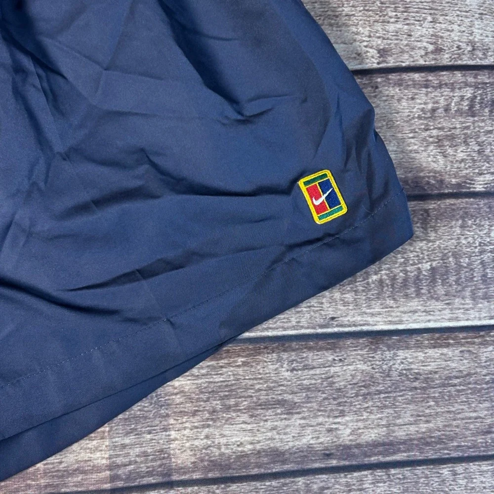 Nike Court Challenge Vintage Navy Blue Tennis Shorts Mens Large 90s Retro Logo